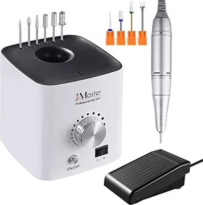Image de JCMASTER EU2031B-MCE4, kit de fraiseuse à ongles haut de gamme - Fraiseuse électrique avec 10 embouts - Ongles en gel et en acrylique - Embouts diamantés et en céramique - 30 000 tr/min - Pédale