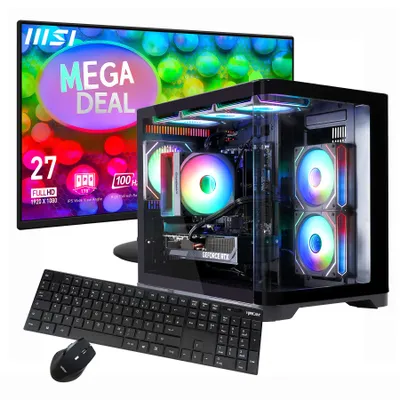 Produktbild von GAMEMAX Gaming-PC MegaDeal HYPE-M BK Komplett-SET2902 AMD Ryzen 7 5700X 32GB RAM 1TB SSD RTX 3060 Windows 11 + MSI PRO MP272L 27" Monitor + Zubehör, KI-generiertes Bild