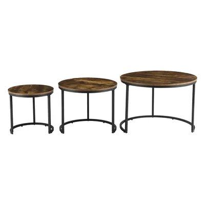 Immagine prodotto di In And OutdoorMatch Tavolino Dejuan - Set di 3 - Colori nero e legno - Truciolare e acciaio - Design moderno