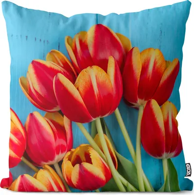 Produktbild von VOID Rote Tulpen Sommer Kissenbezug Kissenhülle Sofakissen Kissen Deko Outdoor-Kissen Dekokissen