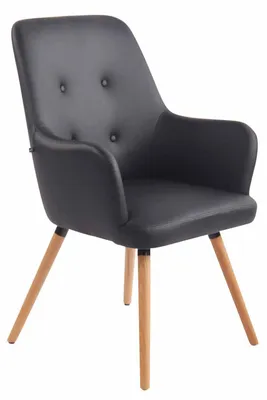 Produktbild von CLP Lounger Aarhus Kunstleder mit Armlehnen und Gestell aus Buchenholz schwarz natur