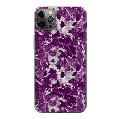 Produktbild von MuchoWow® Handyhülle Schutzhülle Hülle für iPhone 13 Pro Max Marmor - Glitter - Lila - Muster Silikon Softcase Handy Hülle - Mobiltelefon
