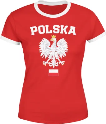 Produktbild von Damen WM-Shirt WM Polska Polen Poland Flagge World Cup Weißer Adler WM 2018 Moonworks®  rot-weiß-farbe-flagge L