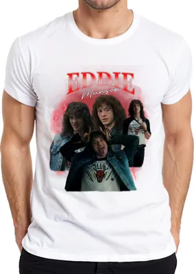 Produktbild von Eddie Munson Hellfire Club Stranger Metal Geschenk Vintage Serie 90s Bootleg Herren T-Shirt, Weiß, 3XL