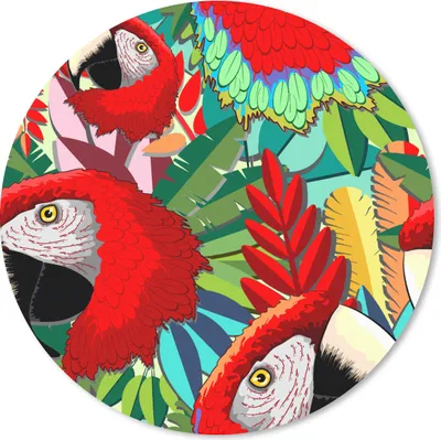 Produktbild von MuchoWow® Mauspad Mousepad Dschungel - Papagei - Vögel - Design 40x40 cm - Mousepads - Maus Mat - Pad - Mausunterlage - Schreibtisch Accessoires
