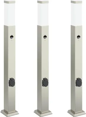 Produktbild von Pollerleuchten mit Sensor&Steckdose 3 Stk. 80 cm Edelstahl IP44