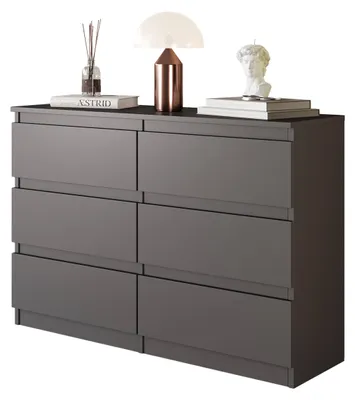 Produktbild von Kommode Anthrazit Grau mit 6 Schubladen – Modernes Sideboard für Schlafzimmer & Wohnzimmer – Moderne Kommode – GABRIEL