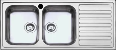 Immagine prodotto di Lavello cucina acciaio 116x50 cm doppia vasca e gocciolatoio sinistro SAXT333A