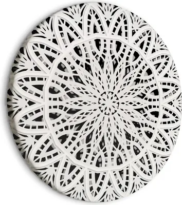 Zdjęcie produktu dla Okrągłe obrazy 80x80 cm abstrakcyjna mandala obraz na płótnie 1 sztuka nowoczesna grafika ścienna XXL dekoracja ścienna obraz ścienny orientalny ornament biały f-A-10072-bc-a