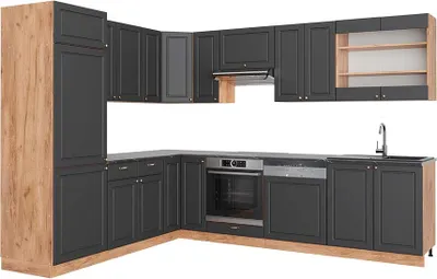 Immagine prodotto di Cucina angolare completa Vicco Fame-Line Oro-antracite rustico/Rovere dorato 287 x 227 cm, PL Antracite, Model 42647