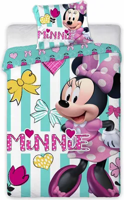 Produktbild von Disney Minnie Mouse Kleinkind Bettbezug  - 100 x 135 cm - Baumwolle - Grün/Weiß