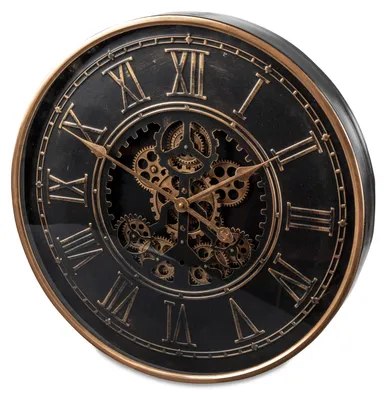Produktbild von formano Moderne Wanduhr mit Beweglichen Zahnrädern 60 cm Metall Clock Modern