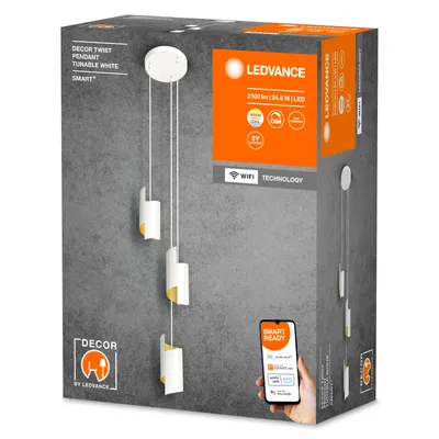 Produktbild von LEDVANCE Smart+ Twist, Intelligente Hängeleuchte, WLAN, Weiß, Metall, Stahl, 3000 K, 6500 K