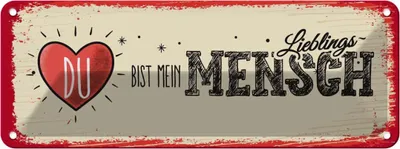 Produktbild von vianmo Blechschild 10x27 cm Du bist Mein Herz Lieblingsmensch Spruch Zitat