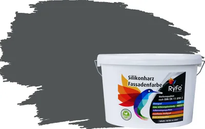 Produktbild von RyFo Colors Silikonharz Fassadenfarbe Lotuseffekt Trend Verkehrsgrau 10l - bunte Fassadenfarbe, weitere Grau Farbtöne und Größen erhältlich, Deckkraft Klasse 1