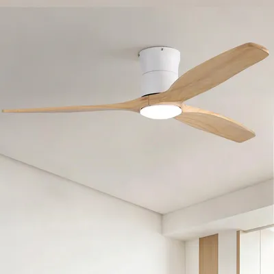 Produktbild von Sofucor Deckenventilator, modern, 132 cm, Massivholz, mit Licht, hellgelb