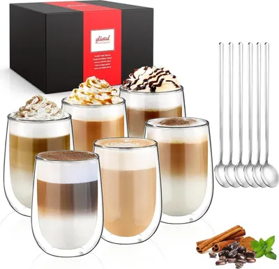 Image de Glastal 350ml Verres à Latte Macchiato à double paroi Set de 6 verres en verre borosilicaté