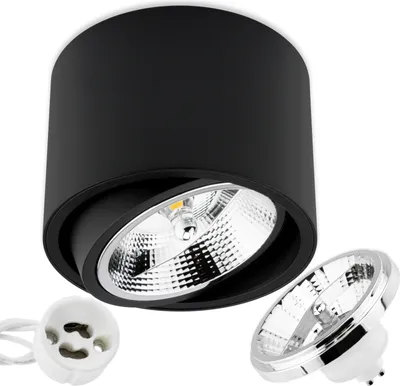 Produktbild von LUMILED Aufbauspot LED Aufbauleuchte Deckenspot Deckenlampe Spot rund schwarz + LED-Leuchtmittel ES111 GU10 15W Neutralweiß 4000K 230V 24°