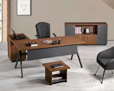 Produktbild von Arbeitszimmermöbel Komplettbüro Eckbürotisch Set 3tlg Holz Grau Tisch