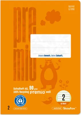 Immagine prodotto di STAUFEN Green 040780002 Heft - LIN2, A5, 16 Blatt, 90 g/qm, 4/4/4 mm liniert