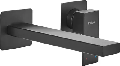 Produktbild von BELIANI Wandmontierte Waschtischarmatur Schwarz aus Messing Einhebelmischer Mischbatterie Wasserfall Wandmontage Wandarmatur Waschbecken Badezimmer