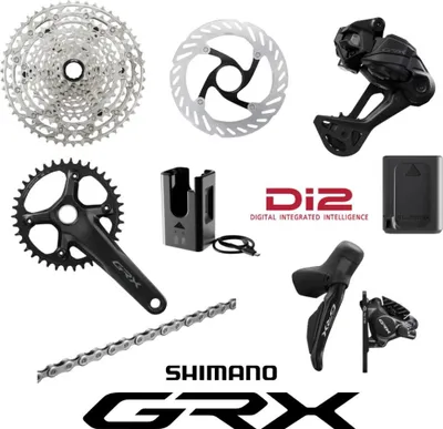 Image de Groupe SHIMANO GRX RX717 Di2 12 vitesses, 165 mm, 38 dents - dérailleur moderne pour gravel...