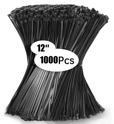 Zdjęcie produktu dla 1000 sztuk czarnych opasek kablowych 300 x 4,8 mm odporne na UV