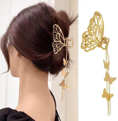 Image de Barrettes en métal, grandes pinces, pinces papillon en métal, accessoires pour filles et femmes