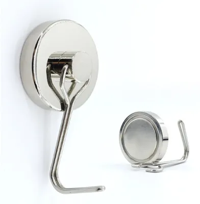 Produktbild von INF Magnet-Drehhaken 8er Set N38 Neodym nickelplattiert 306° drehbar 15kg