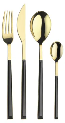 24-teiliges Sushi-Set, Gold/Schwarz, Edelstahl, spülmaschinengeeignet