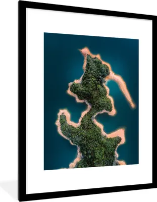 Produktbild von MuchoWow® MuchoWow® Gerahmtes Poster Meer - Insel - Abstrakt 60x80 cm - Poster mit zchwarzem Bilderrahmen - Wohnzimmer - Dekorationen - Prämie