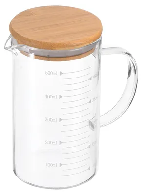 Glas-Messbecher 500 ml, Borosilikatglas, mit Deckel & Ausgießer