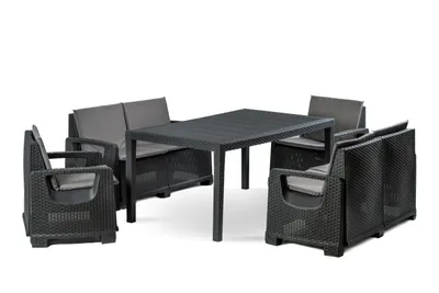 Zdjęcie produktu dla Zestaw Mebli Ogrodowych NAPOLI MINI 6 Rattan Antracyt