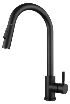 Immagine prodotto di Miscelatore da cucina – Miscelatore estraibile per lavello – Acciaio inossidabile 304 – 2 tipi di getto – Rotazione a 360° – Nero