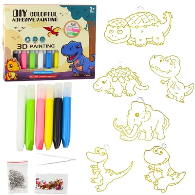 Produktbild von Diy-Kreativset Buntglas-Schlüsselanhänger Dinosaurier-Marker 6-tlg.