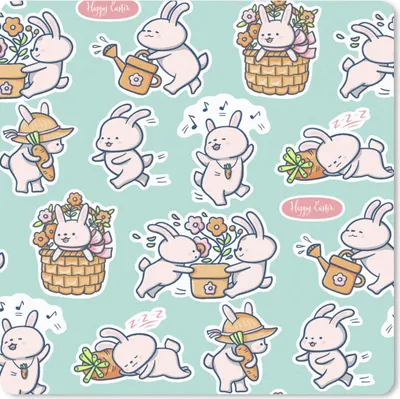 Produktbild von MuchoWow® Mauspad Mousepad Kaninchen - Garten - Muster 20x20 cm - Mousepads - Maus Mat - Pad - Mausunterlage - Desk Mat - Bureauartikeln