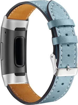 Produktbild von Kompatibel mit Fitbit Charge 3 & 4 Armband Kunstleder für Damen + Herren verstellbar Ersatzarmband Ersatzband HELLBLAU