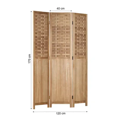 Produktbild von Homestyle4u Paravent Raumteiler 3 teilig Holz Trennwand Rattan Sichtschutz Braun Indoor