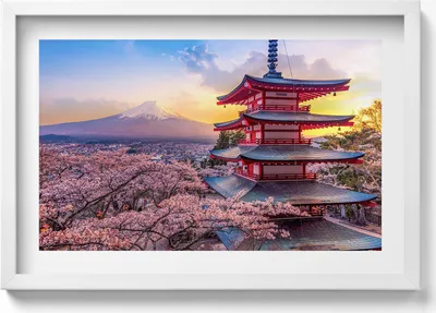 Produktbild von Japanische Architektur– Wandbild mit Rahmen – Gerahmtes Bild  – Wanddekoration – 60x40 cm –  Schwarz Rahmen