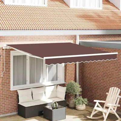Image de Auvent rétractable, tissu en toile résistant, couleur marron