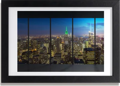 Produktbild von Bild 30x20 MDF-Rahmen, Wandkunst New York bei Nacht