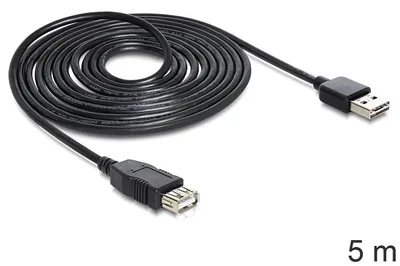 Image de Delock 83373 USB Verl. Delock A -> A St/Bu 5.00m sw Easy USB