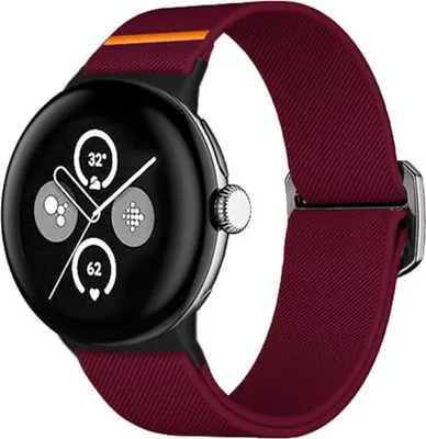 Produktbild von Nylon Armband für Google Pixel Watch 4 / 3 / 2 / 1 41mm elastisch Premium Weinrot