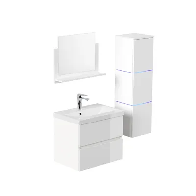 Zdjęcie produktu dla HOME DELUXE - Meble łazienkowe - Zestaw - WANGEROOGE Deluxe - Rozmiar: L, Kolor: Biały, Szerokość umywalki: ok. 60 cm I Meble łazienkowe Umywalka Umywalka