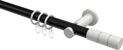 Produktbild von Interdeco Gardinenstange / Vorhangstange Schwarz / Weiß, Typ Platon Elanto (Rillenzylinder), 20 mm Ø 1-läufig, 600 cm