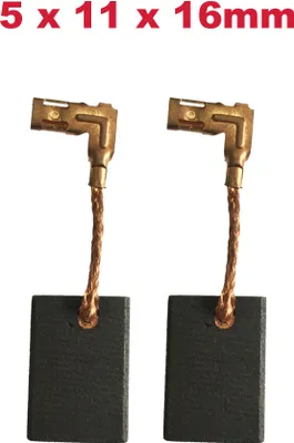 Two carbon brushes with copper wires and connectors are shown against a white background.
