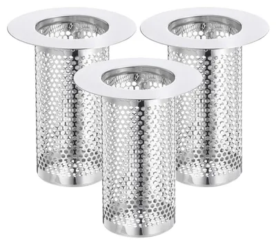 Produktbild von Abflusssieb Waschbecken 3 Stück 80 x 65mm Edelstahl Haarfänger für Küche & Bad