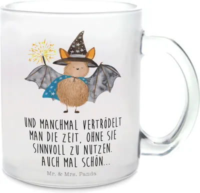 Produktbild von Mr. & Mrs. Panda Tee Tasse Fledermaus Zauberer - Transparent - Geschenk, Reinsteigern, Teeglas, Trinkglas, Lustige Sprüche, Pott, Fledermäuse, Magier, Teetasse, Häferl