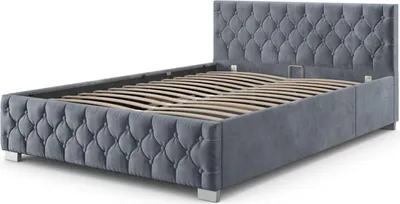 Zdjęcie produktu dla Łóżko Nizza 300254, łóżko tapicerowane, rama łóżka z oświetleniem LED, aksamitnym pokryciem i schowkiem, 140 x 200 cm