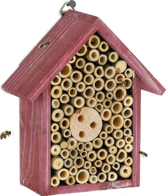 Produktbild von Famanu Insektenhotel für Wespen und wilde Bienen - 20x17x85 cm - ausem Holz - Grün